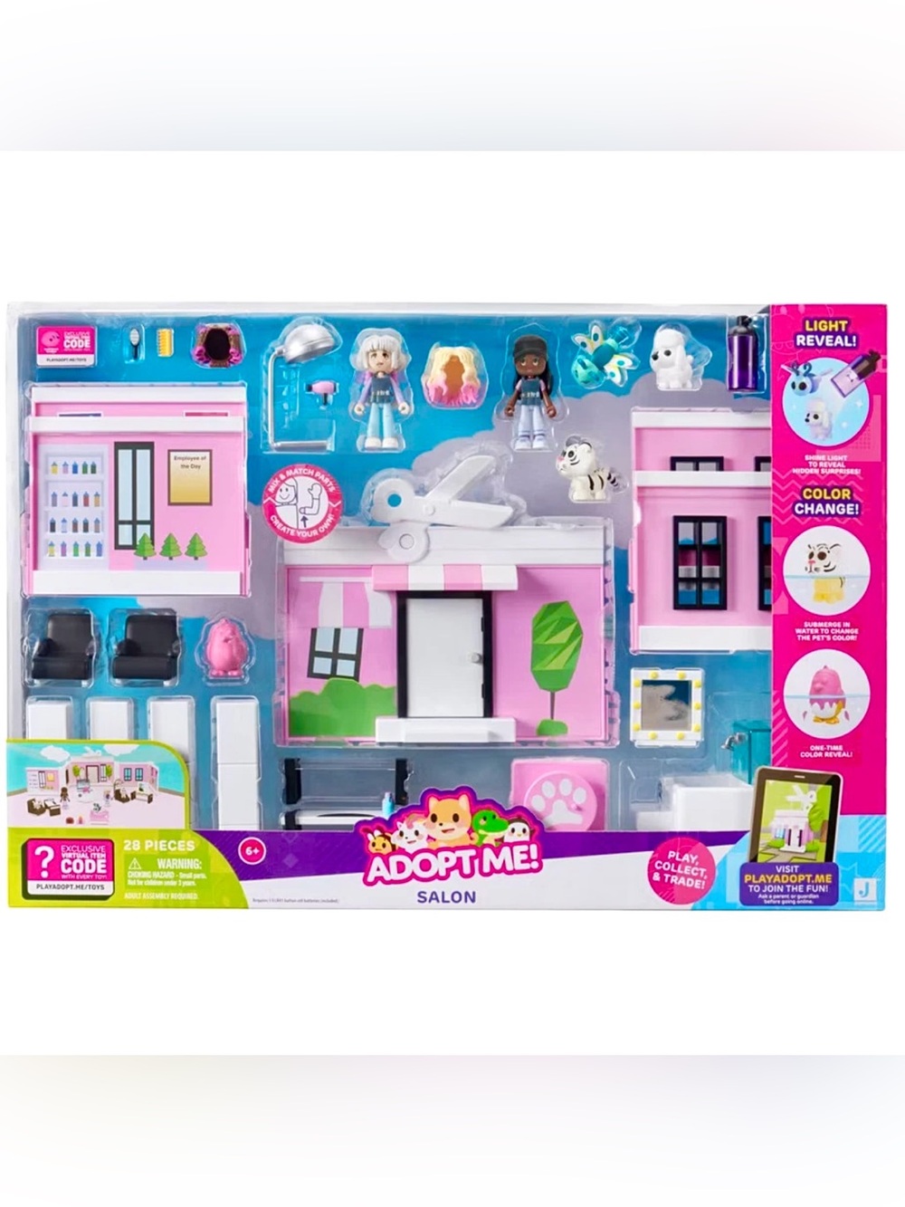 Adopt Me Pet Salon Playset with 6 Figures, 22 Accessories *Color Changing*
